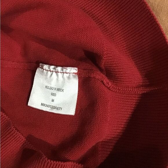 BARBOUR MEN’S 100% PIMA COTTON RED V- NECK SWEATER M - Picture 7 of 11